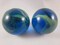 2 Boulders 35mm SEA TURTLE Marbles glass ball Clear Blue/Greenhuge Swirl